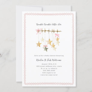 Twinkle Little Star Boho Bows Baby Shower Invitation