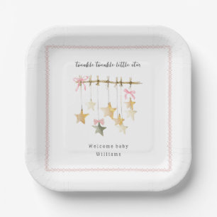 Twinkle Little Star Boho Bows Baby Shower Paper Plates