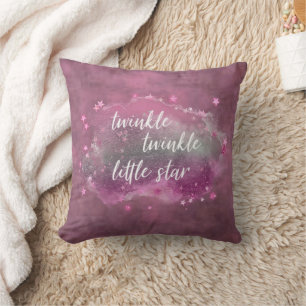 Twinkle Little Star Bold Magenta Pink Mint Green Throw Pillow