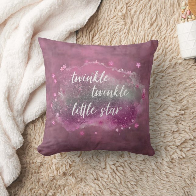 Twinkle Little Star | Bold Magenta Pink Mint Green Throw Pillow (Blanket)