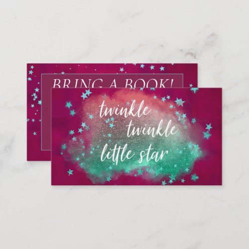 Twinkle Little Star  Bold Pink Mint Bring a Book Enclosure Card