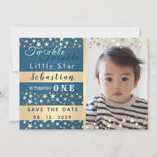 Twinkle Little Star Boy 1st Birthday Save The Date