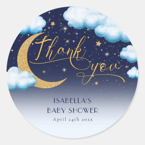 Twinkle Little Star Boy Baby Shower Thank You Classic Round Sticker