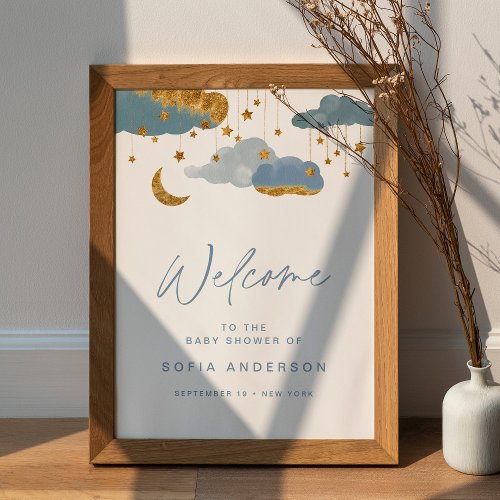 Twinkle Little Star Boy Baby Shower Welcome Poster