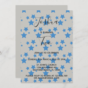 Twinkle Little Star Boy birthday invitation Blue