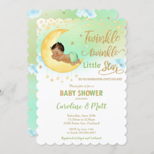 Twinkle Little Star Brown Baby Shower Neutral  Invitation