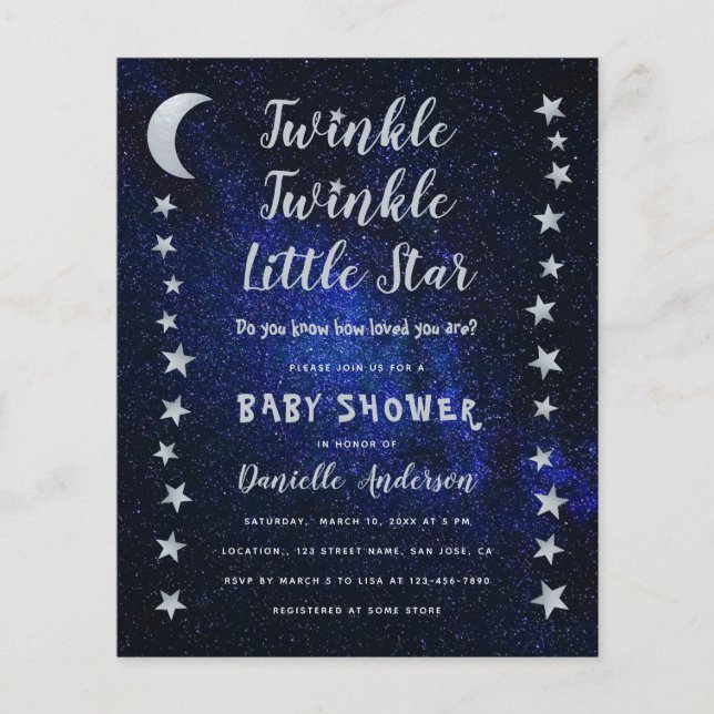 Twinkle Little Star Budget Baby Shower Invitation (Front)