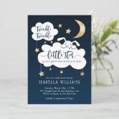 Twinkle Little Star Bunny Navy Baby Shower Invitation (Standing Front)