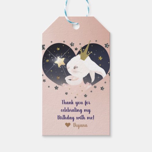 Twinkle Little Star Bunny Rabbit Peach Baby Shower Gift Tags