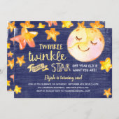 Twinkle Little Star Celestial Kids Birthday Party Invitation (Front/Back)