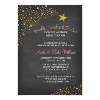 Twinkle Little Star Chalkboard Gender Reveal Party Card