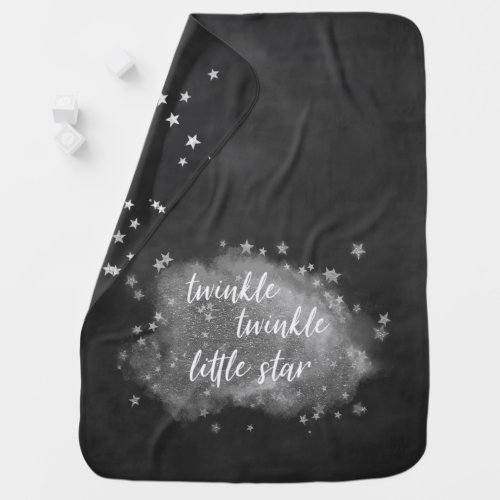 Twinkle Little Star  Charcoal Gray and Silver Baby Blanket