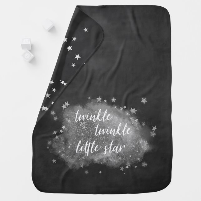 Twinkle Little Star | Charcoal Gray and Silver Baby Blanket (In Situ)