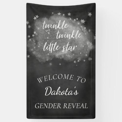Twinkle Little Star  Charcoal Gray and Silver Banner