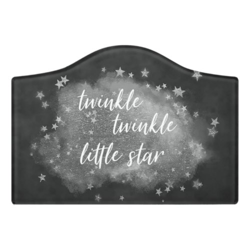 Twinkle Little Star  Charcoal Gray and Silver Door Sign