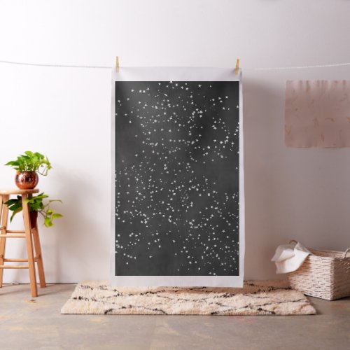 Twinkle Little Star  Charcoal Gray and Silver Fabric