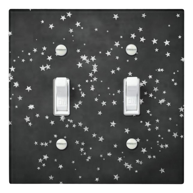 Twinkle Little Star | Charcoal Gray and Silver Light Switch Cover (In Situ)