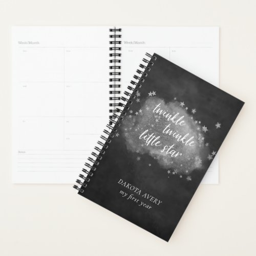 Twinkle Little Star  Charcoal Gray and Silver Planner