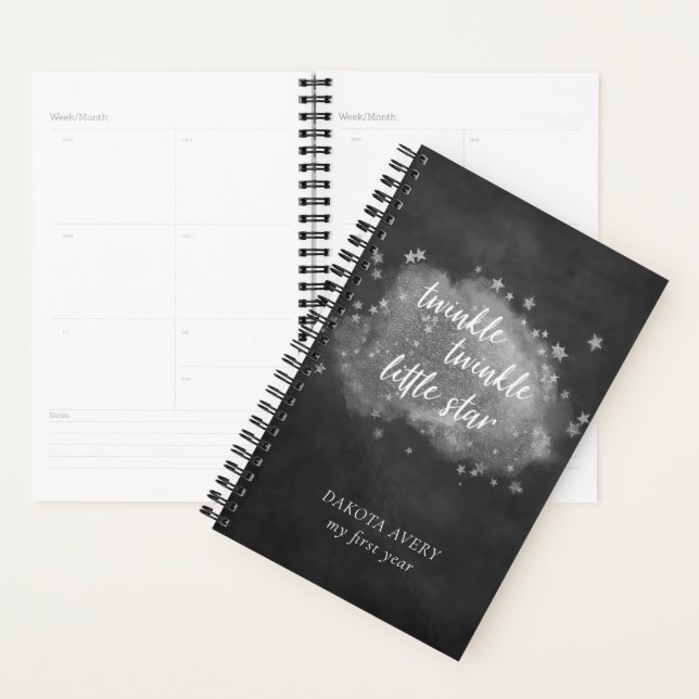 Twinkle Little Star | Charcoal Gray and Silver Planner (Display)