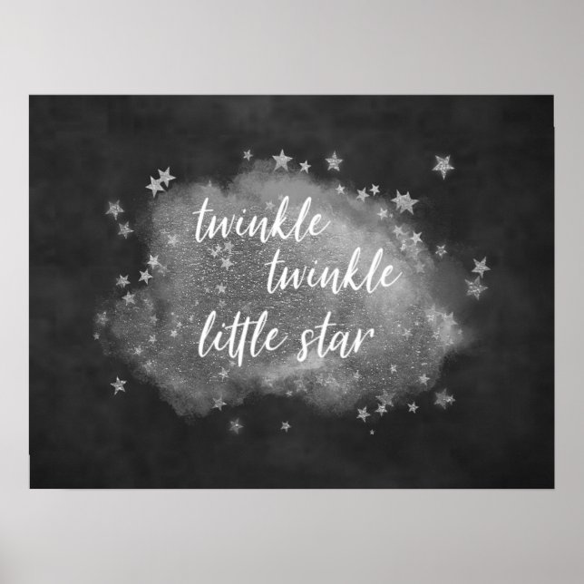 Twinkle Little Star | Charcoal Gray and Silver Poster (Front)