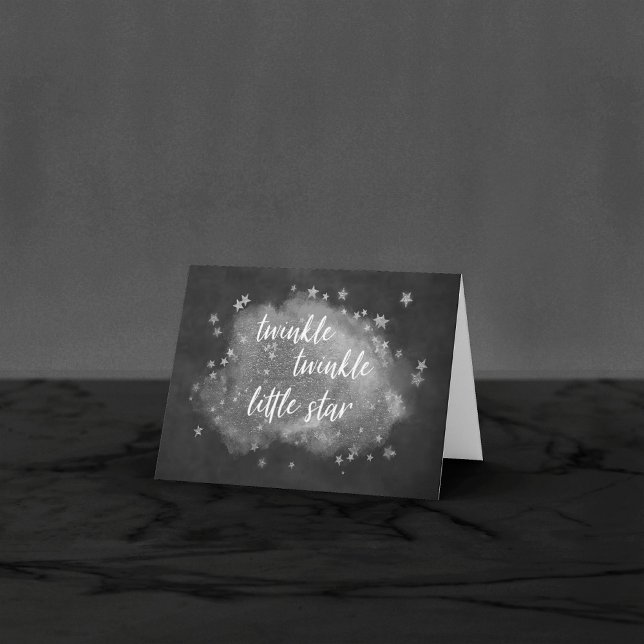 Twinkle Little Star | Charcoal Gray and Silver Thank You Card (Creator Uploaded)