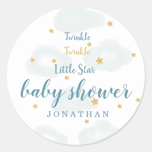 Twinkle Little Star  Cloud Baby Shower Classic Round Sticker