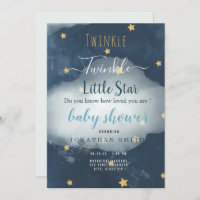 Twinkle Little Star & Cloud Baby Shower Invitation