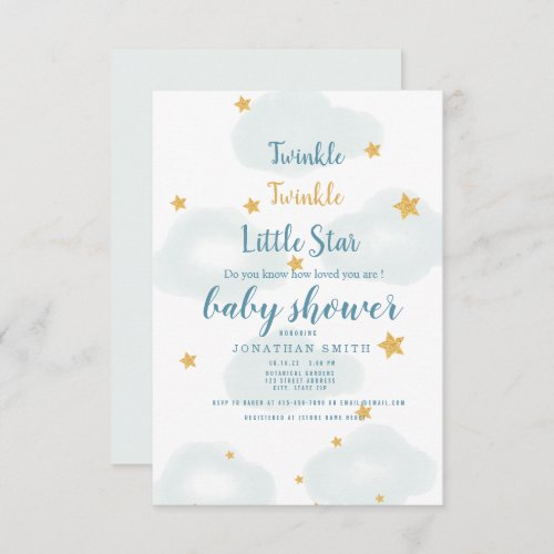 Twinkle Little Star  Cloud Baby Shower Invitation