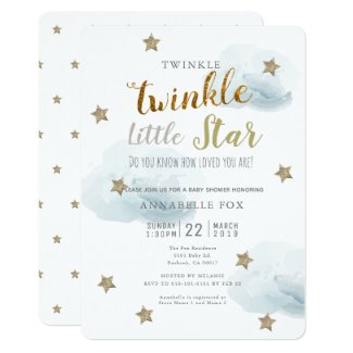 Twinkle Little Star & Cloud Baby Shower Invitation