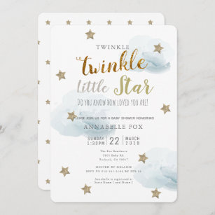 Little Star Invite Girls First Birthday Baby Shower Printed or Digital LR1076 Twinkle Twinkle Little Star Birthday Invitation