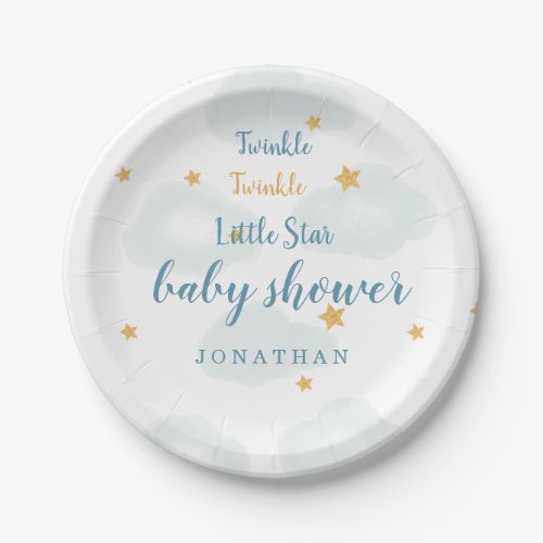 Twinkle Little Star  Cloud Baby Shower Paper Plates