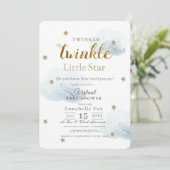 Twinkle Little Star Cloud Blue Virtual Baby Shower Invitation (Standing Front)
