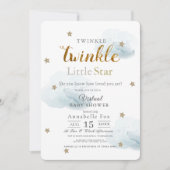 Twinkle Little Star Cloud Blue Virtual Baby Shower Invitation (Front)