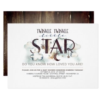 Twinkle Little Star Clouds Baby Shower Invitation