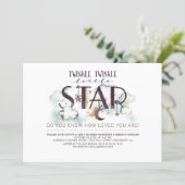 Twinkle Little Star Clouds Baby Shower Invitation (Standing Front)