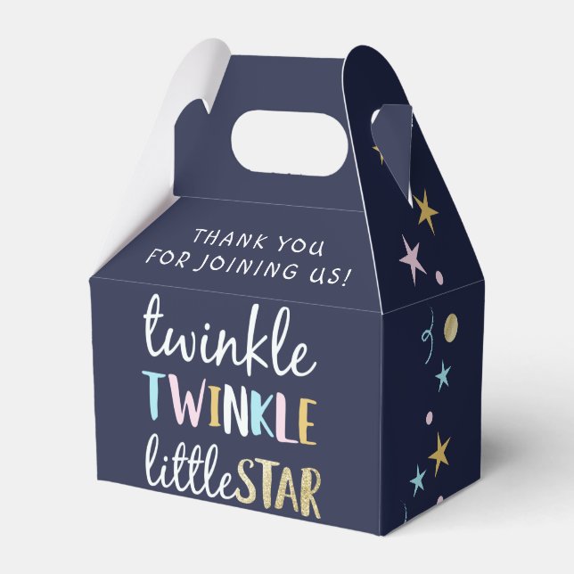 Twinkle Little Star Confetti & Blue Baby Shower Favor Boxes (Front Side)