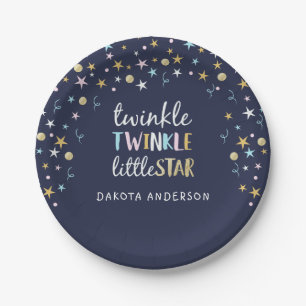 Twinkle Little Star Confetti & Blue Baby Shower Paper Plates