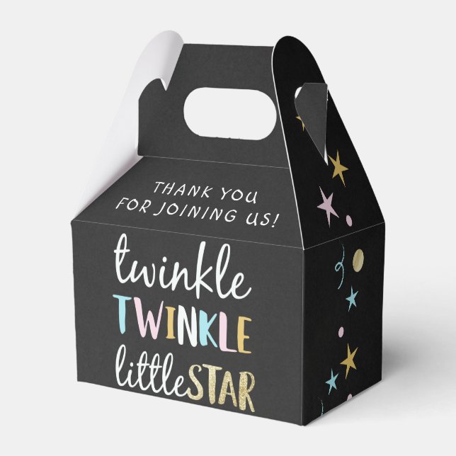 Twinkle Little Star Confetti & Chalk Baby Shower Favor Boxes (Front Side)