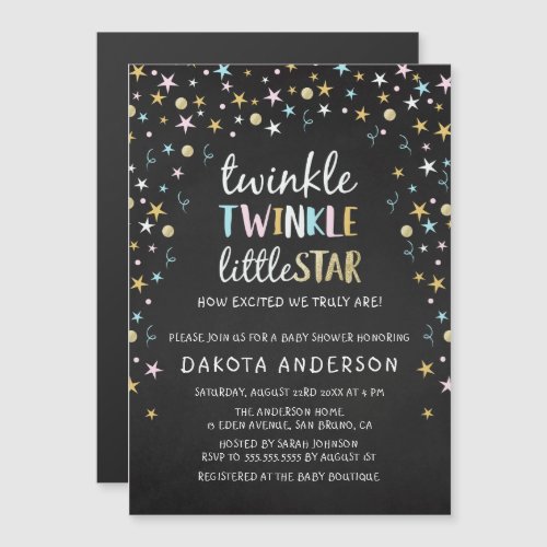 Twinkle Little Star Confetti  Chalk Baby Shower Magnetic Invitation