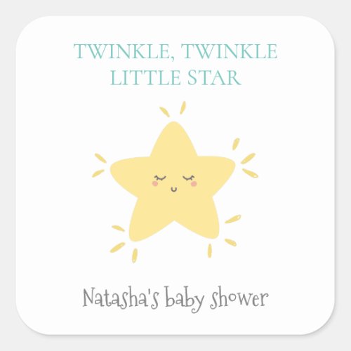 Twinkle Little Star Cute Nursery Rhyme Baby Shower Square Sticker