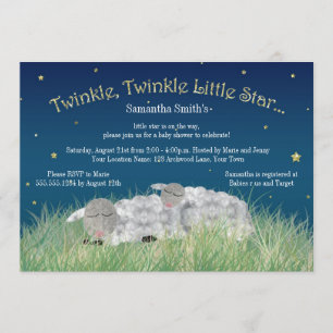 Twinkle Little Star Cute Sheep Baby Shower Invitation