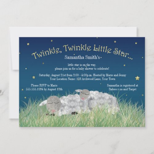 Twinkle Little Star Cute Sheep Baby Shower Personalized Invitation