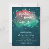Twinkle Little Star | Dark Teal Coral Mint Green Invitation (Front)
