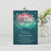 Twinkle Little Star | Dark Teal Coral Mint Green Invitation (Standing Front)