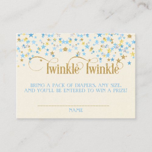 Twinkle Little Star Diaper Raffle Blue Gold Creme Enclosure Card