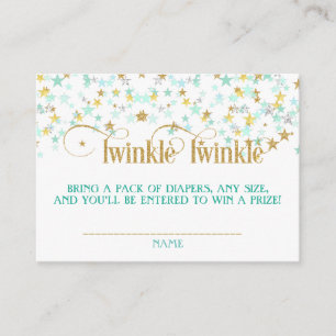 Twinkle Little Star Diaper Raffle Mint Green Gold Enclosure Card