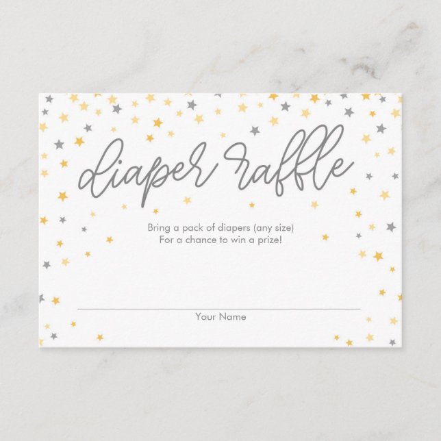 Twinkle Little Star Diaper Raffle Ticket Gray Enclosure Card (Front)