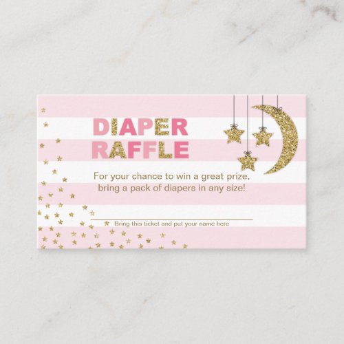 twinkle little star diaper raffle ticket pink gold enclosure card