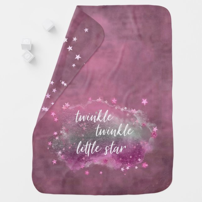 Twinkle Little Star | Dusty Mauve Pink Silver Gray Baby Blanket (In Situ)