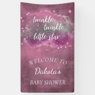 Twinkle Little Star Dusty Mauve Pink Silver Gray Banner